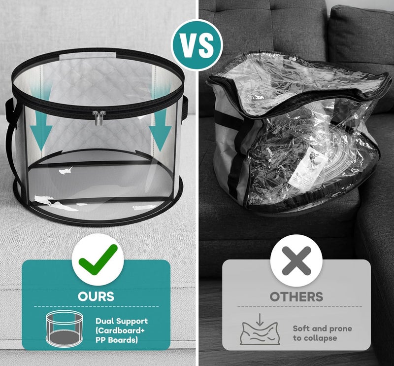 AOODA Oversized Clear Hat Storage Bag, Holds up to 7 Caps Cowboy Hat Organizer for Closet, Wide Brims Hat Case with Carrying Handles (Grey) - Image 2